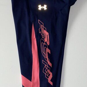 S UNDER ARMOUR Women's UA "RUN"  Graphic Capri Running Leggings blue pink